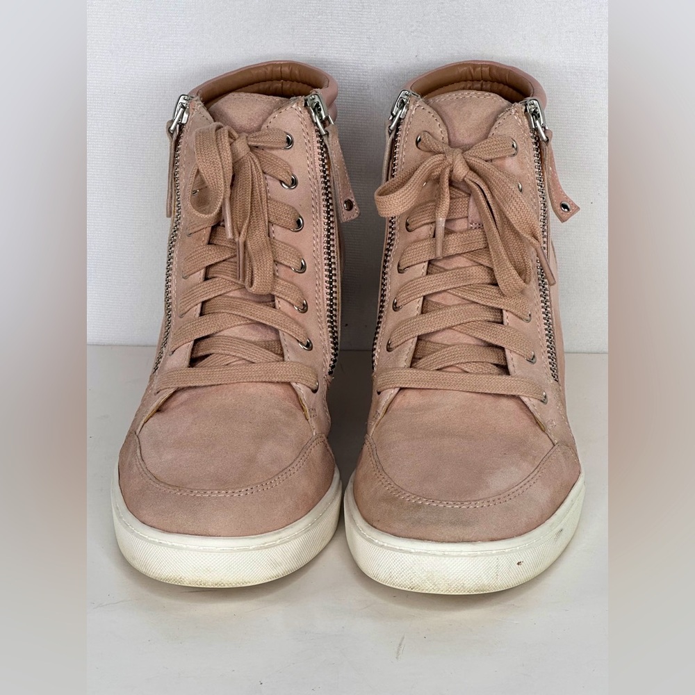 Aldo‎ L Paolo Hidden Wedge Sneaker Boots  Pink Blush Zippers Streetwear Y2K Sz 8